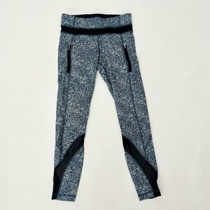Lululemon size 4 25 inch inseam teal dot leggings with mesh detail at ca…